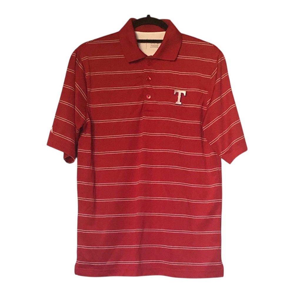 Antigua Red Polo with White Stripes Texas Rangers Size S